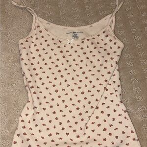 Brandy Melville Cream Camisole with Red Floral Print